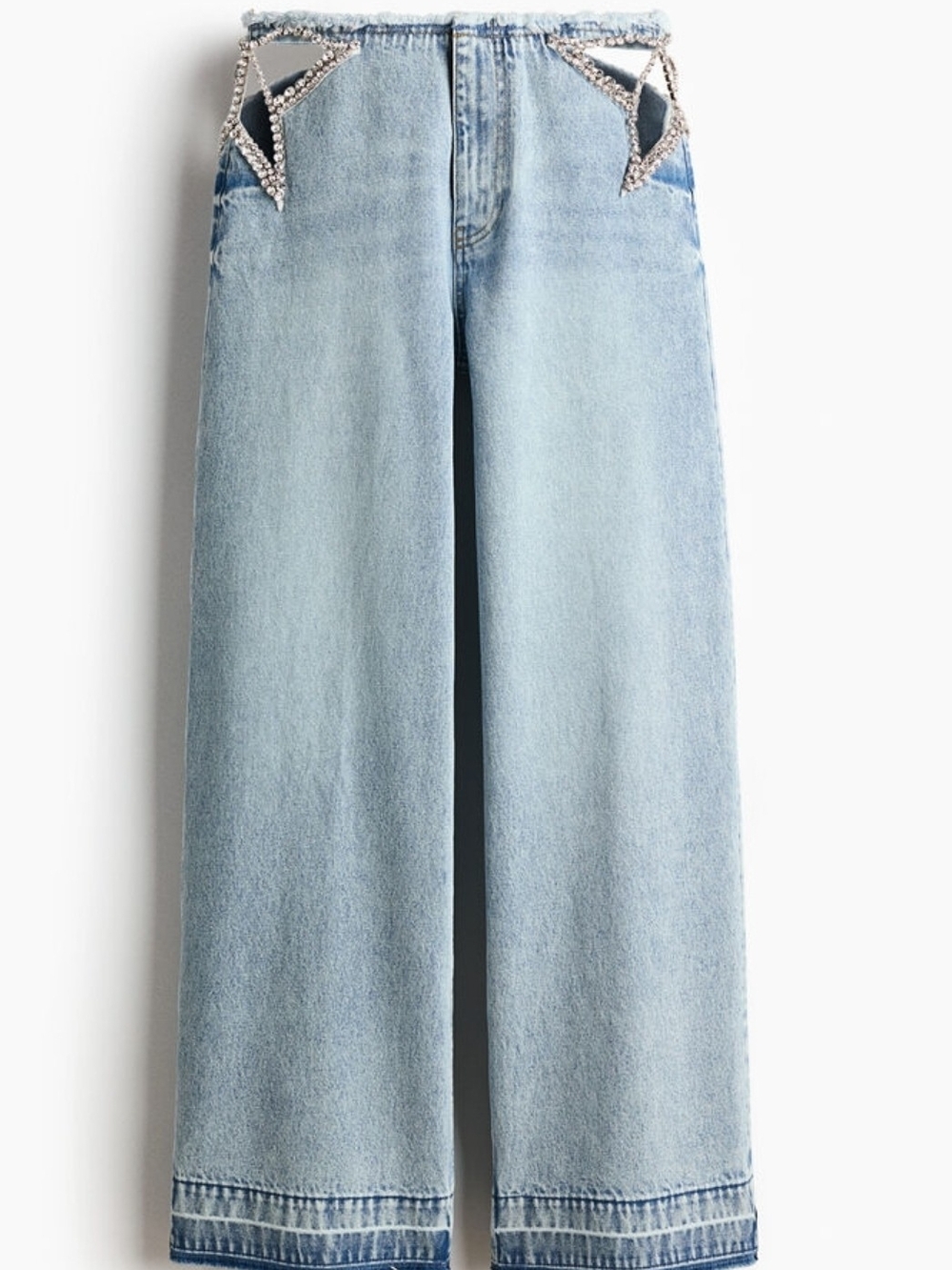 Stella McCartney Light Blue Wide-Leg Jeans with Crystal Waist Trim